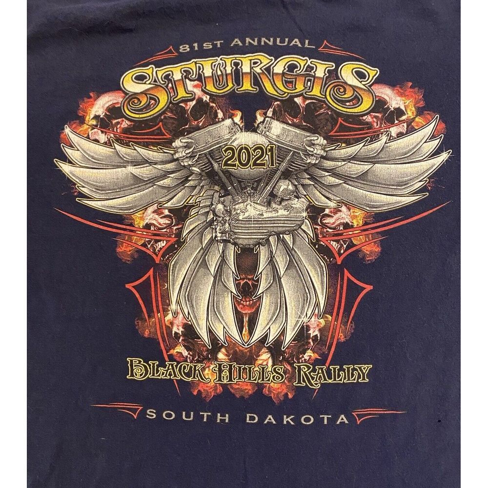 Sturgis Black Hills Rally  2021 Shirt Mens Large‎ Flames Wings Skull